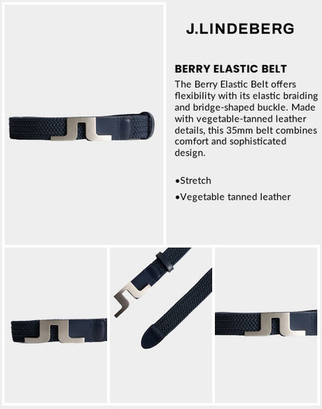 J Lindeberg Men’s Berry Elastic Belt - Vintage Indigo