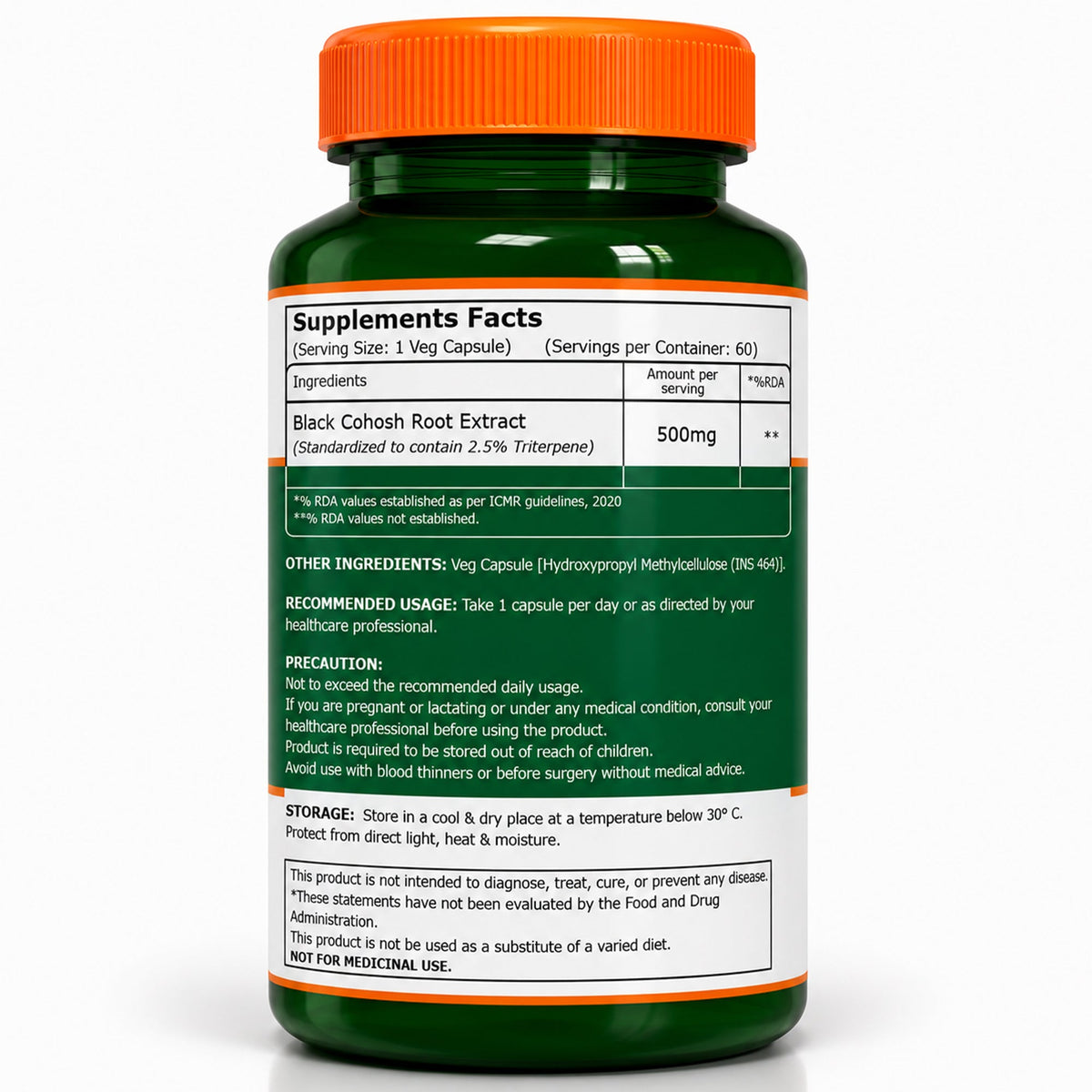 Black Cohosh 500 mg | 60 Vegetarian Capsules
