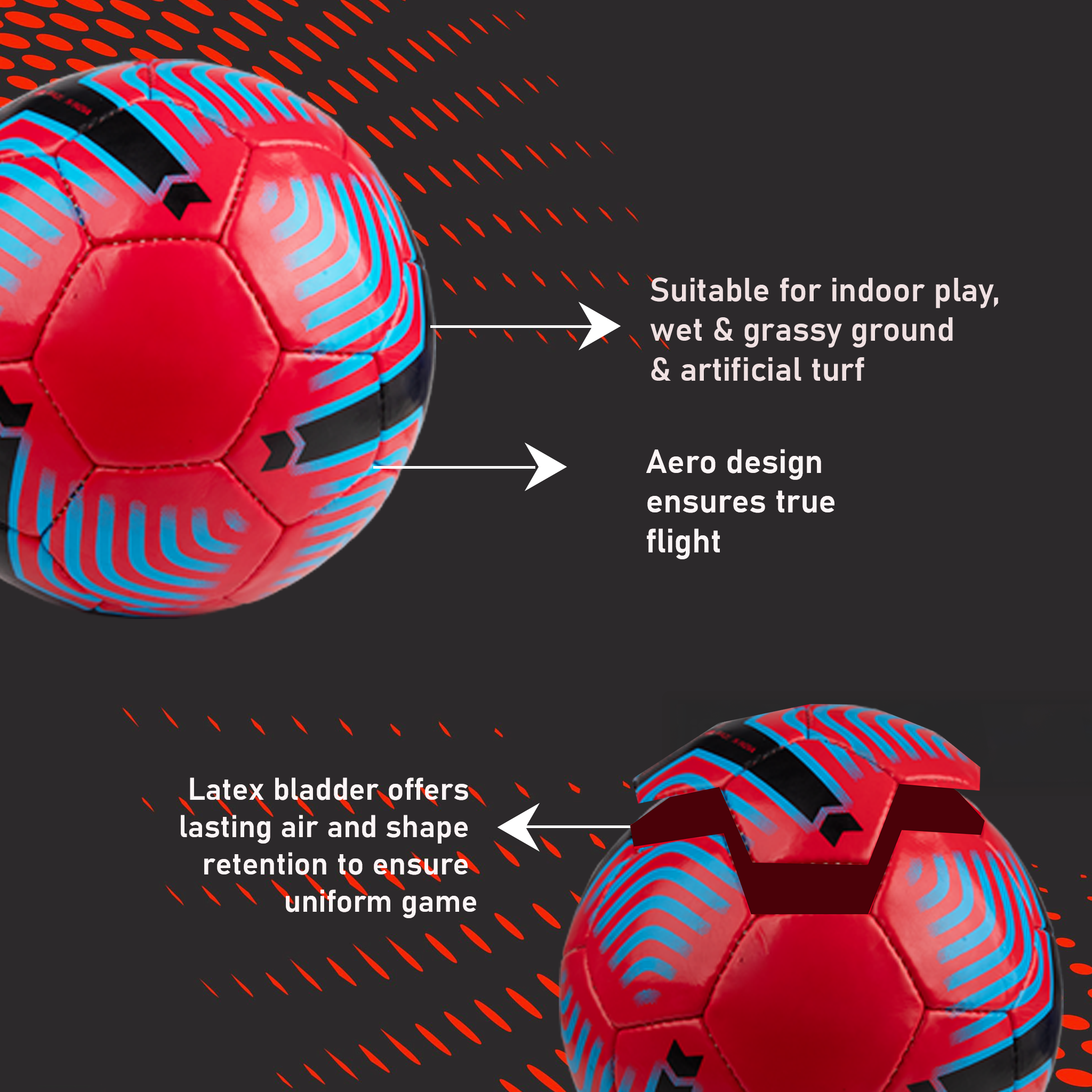 Football Red Size 5 Soccer ball Hand Stitched for Practice & Training Ball