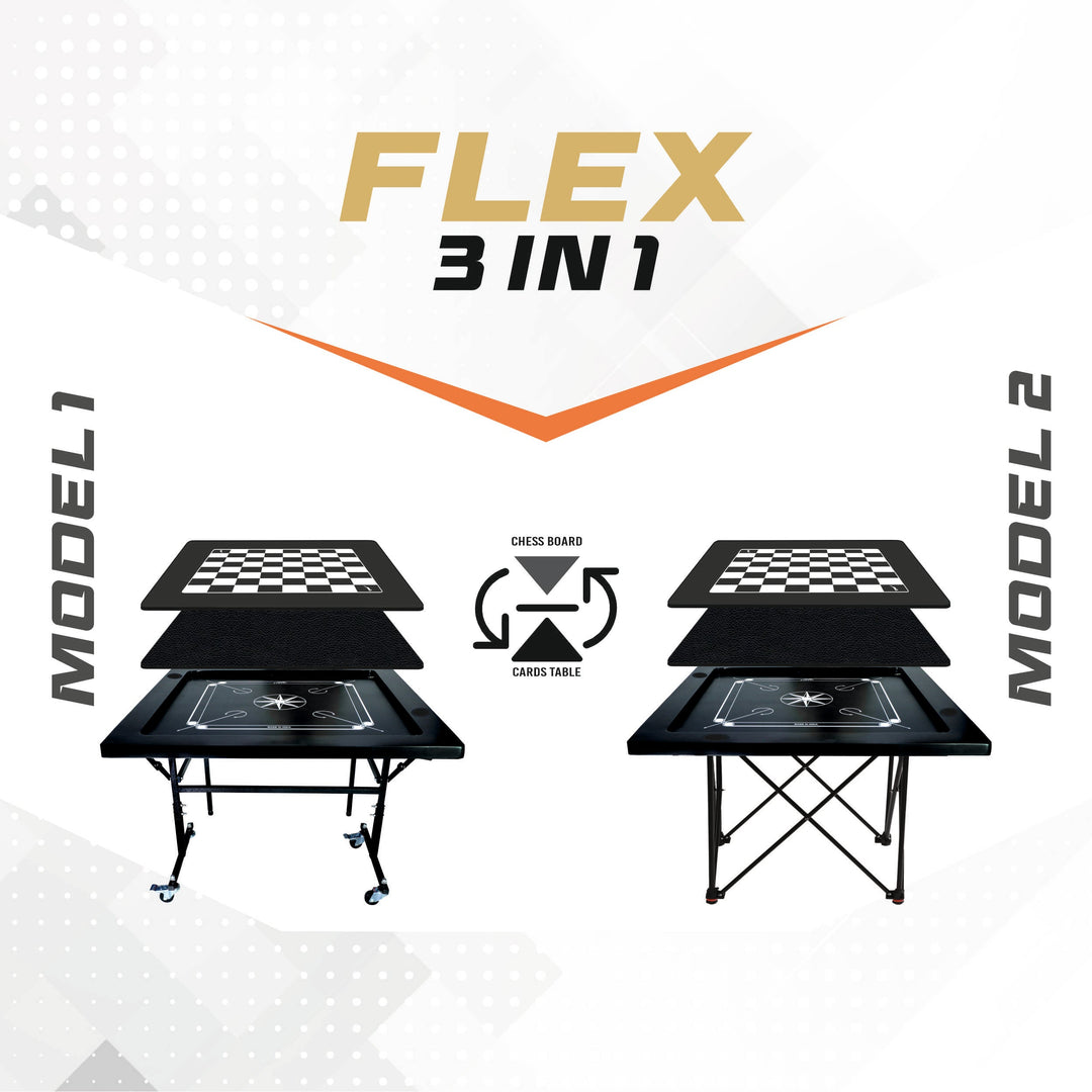 STAG GLOBAL FLEX 3-in-1 Multi-Game Table – Chess, Cards & Carrom – Foldable & Sturdy Design for Home, Clubs & Offices