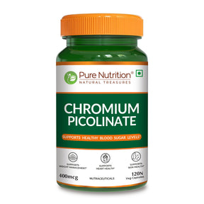 Chromium Picolinate 120 Capsules Blood Sugar, Metabolism & Weight Support - Nutrition by Pure Nutrition