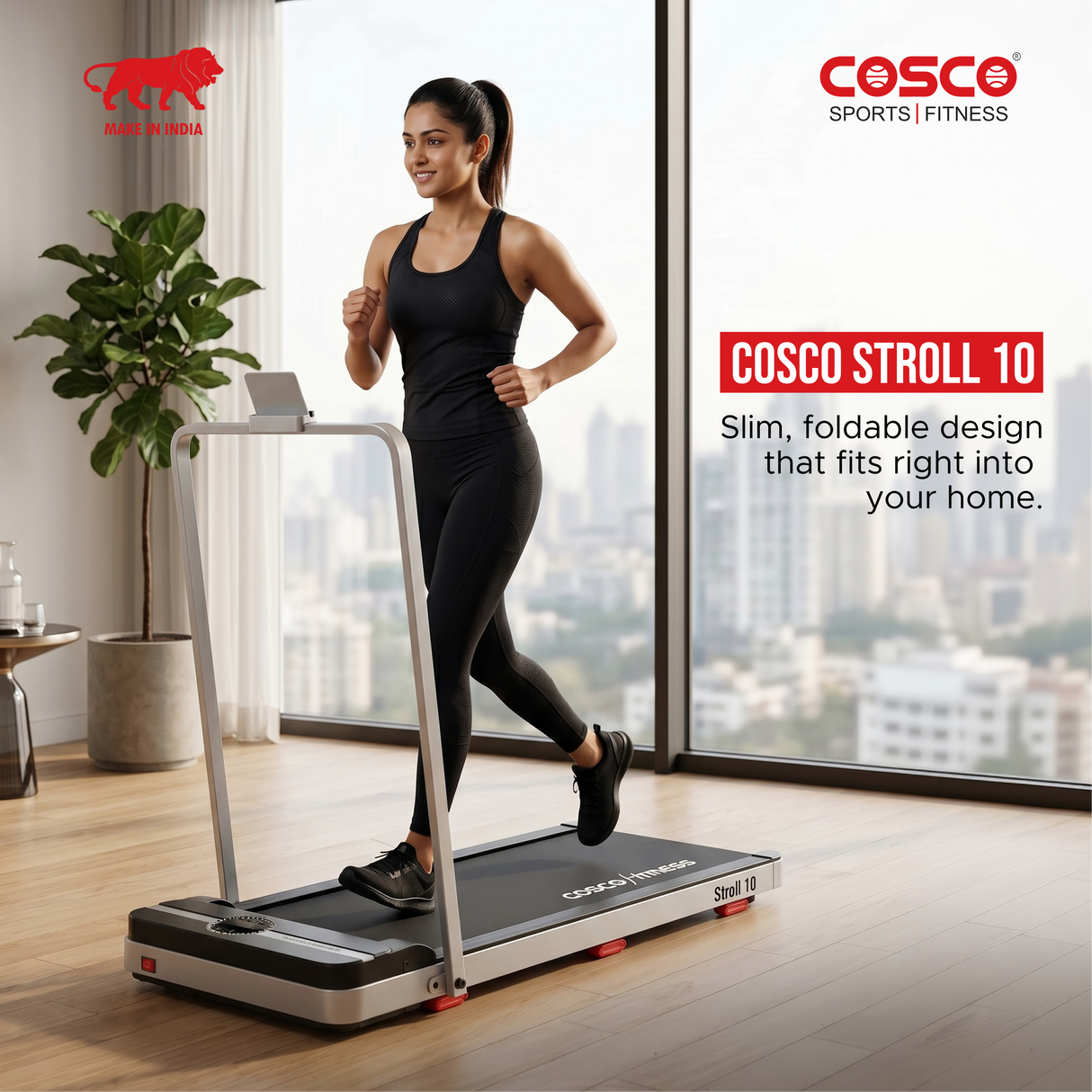 Stroll 10 Walk Pad — Foldable Treadmill for Walking & Light Jogging at Home | 1–10 km/h | Stores Under Bed