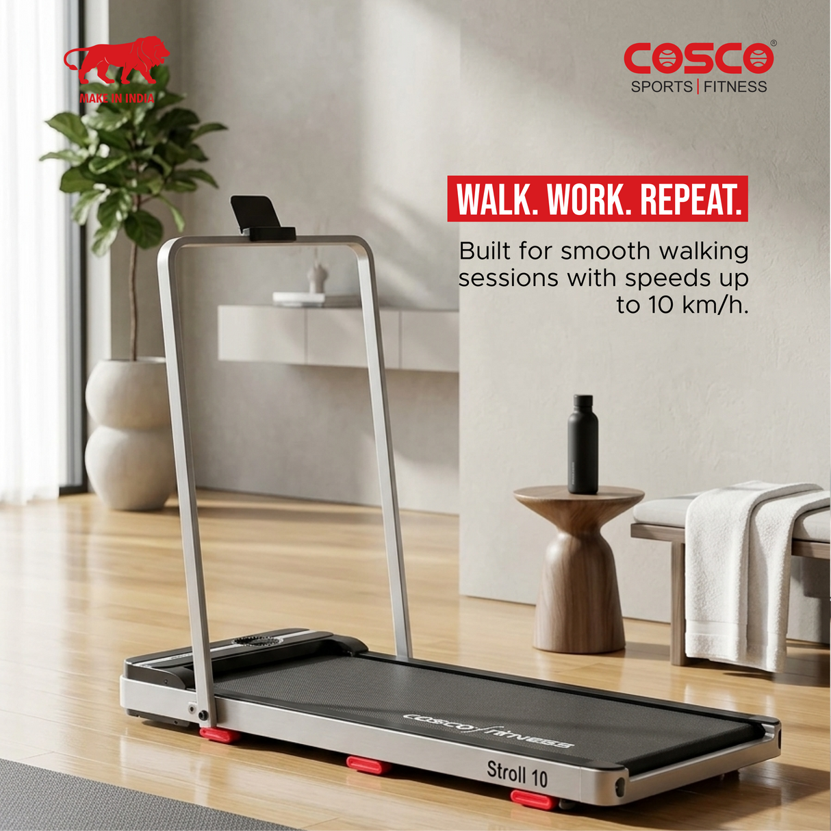 Stroll 10 Walk Pad — Foldable Treadmill for Walking & Light Jogging at Home | 1–10 km/h | Stores Under Bed