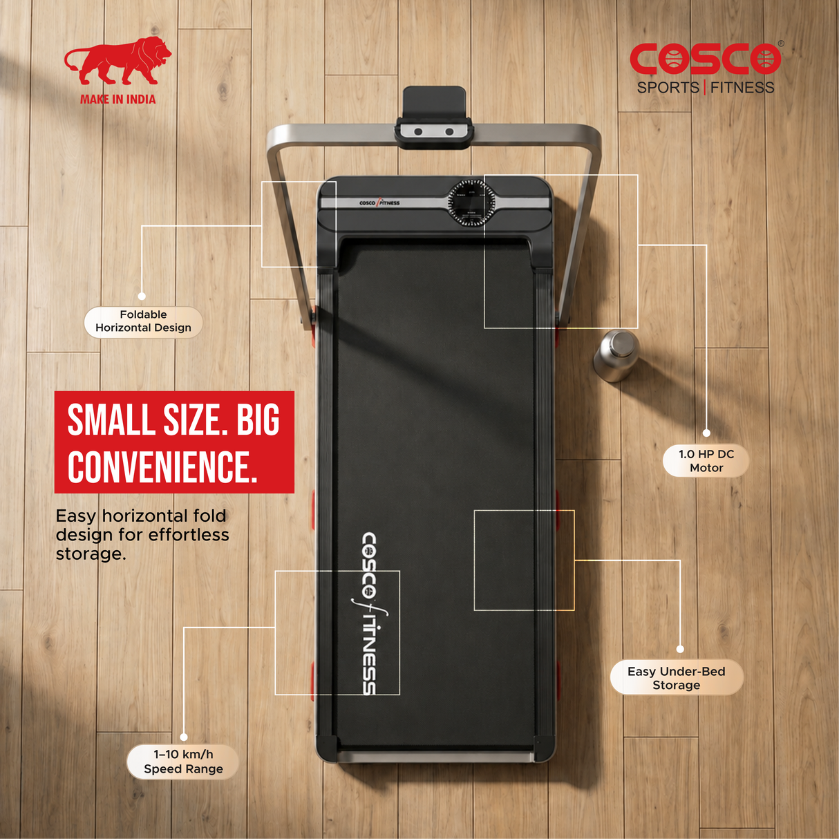 Stroll 10 Walk Pad — Foldable Treadmill for Walking & Light Jogging at Home | 1–10 km/h | Stores Under Bed