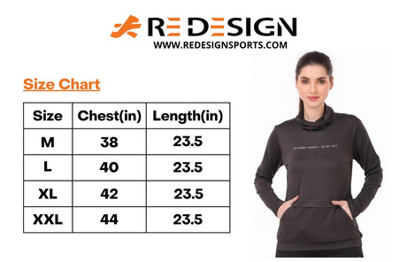 Performance Cowl Neck Tshirt For Women FS (Charcoal)