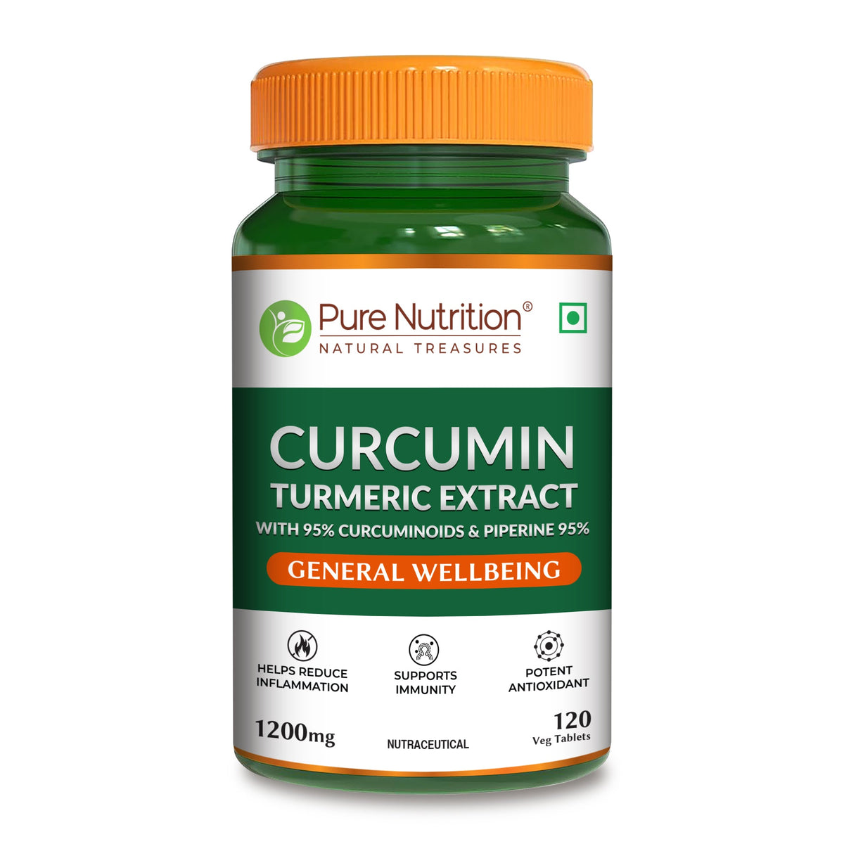 Curcumin Turmeric Extract 95% Curcuminoids & Piperine | 120 Tablets - Nutrition by Pure Nutrition