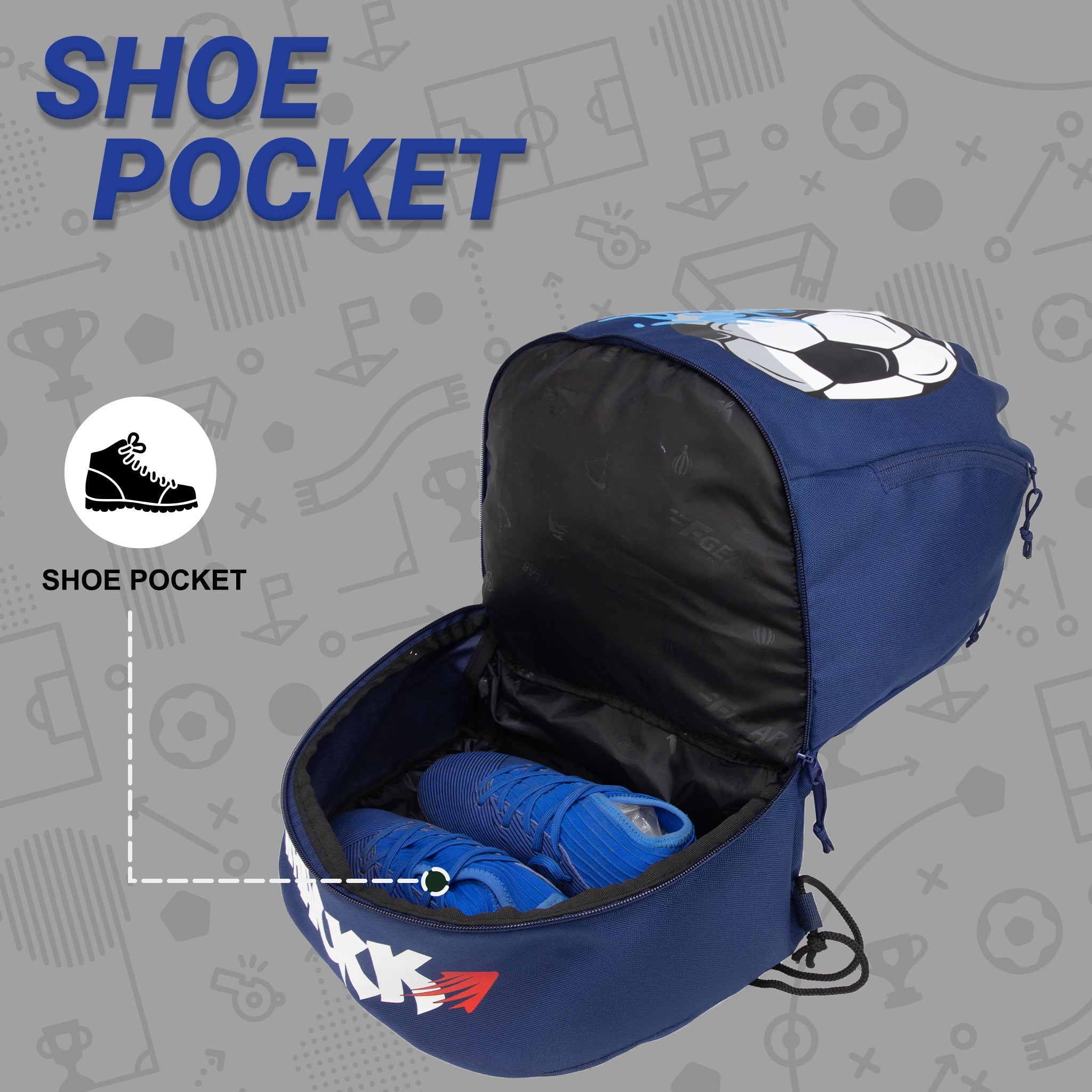 Blitz Blue Soccer| Football Equipment Bags| Basketball Volleyball Throwball Drawstring Backpack Bags| Shoes Mobile Bottle Holder Pocket| Sports Men Boys Bag| Dori Backpack |Gym Bag| Kitbag Kit Bag