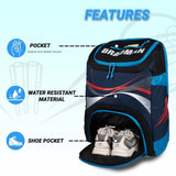 Bradman Navy Blue Junior Cricket Kitbag |Player Edition 2 Bat Pocket Shoe Pocket |Big Main Comp Fit 13.75 inch Leg Pad |Bottle Holders |Easy Access Pocket