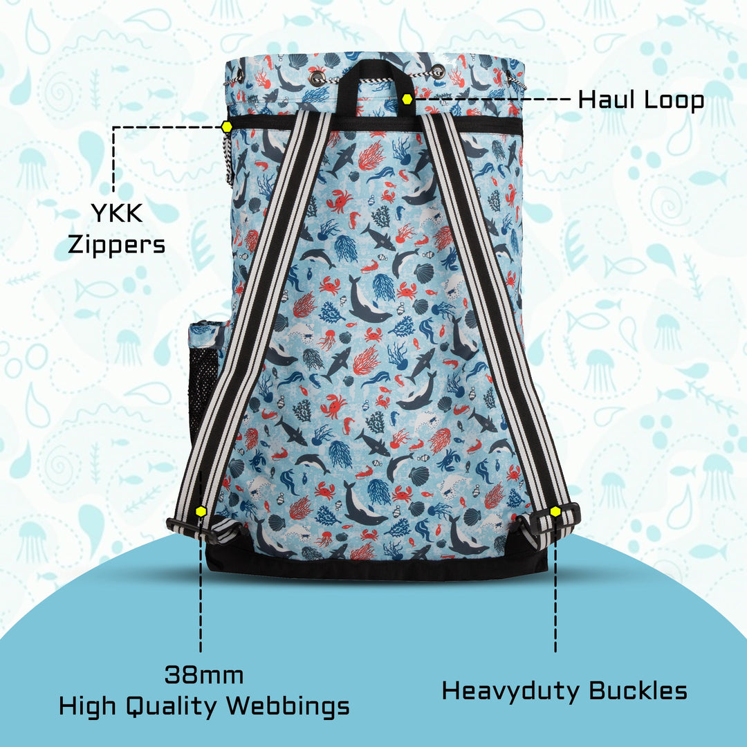 Aqua Arctic Unisex Swimming Bag |Water Sports |Dry Bags |Wet Pocket |Accessories |Beach Bag |Storage Swim Gym Gears |Drawstring Backpack |Netball Backpack | Pocket for Cap and Goggles