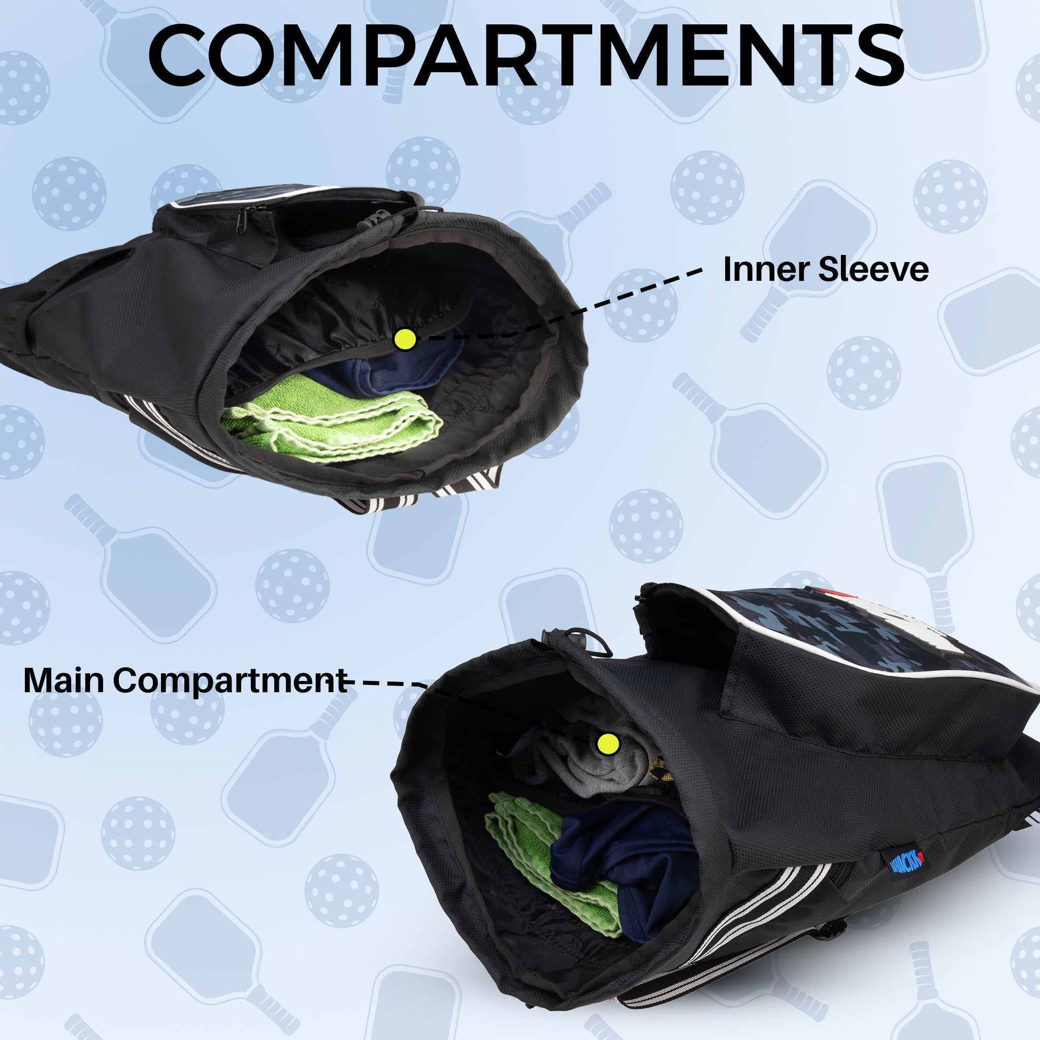 Dink Black Wildstone 8L Pickelball/ Table Tennis TT Bag Lightweight Unisex