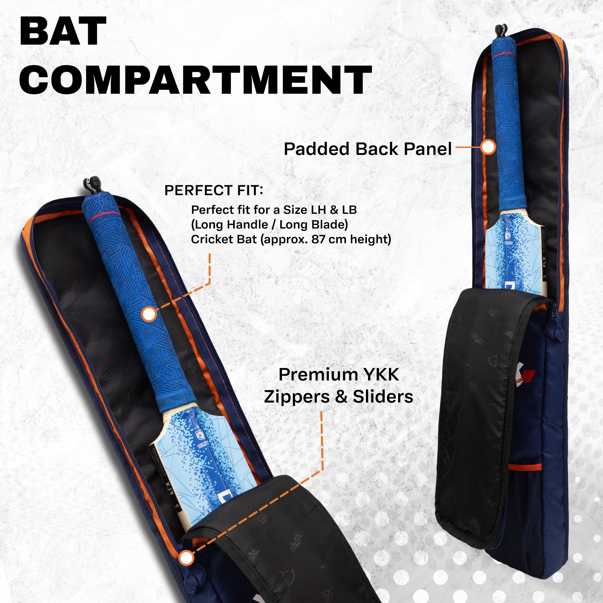 Hayden Orange Cricket Bat Cover Polyester Material, Premium Full Size Cover for Wooden and Plastic Bats with Heavy Duty Stitched Strap