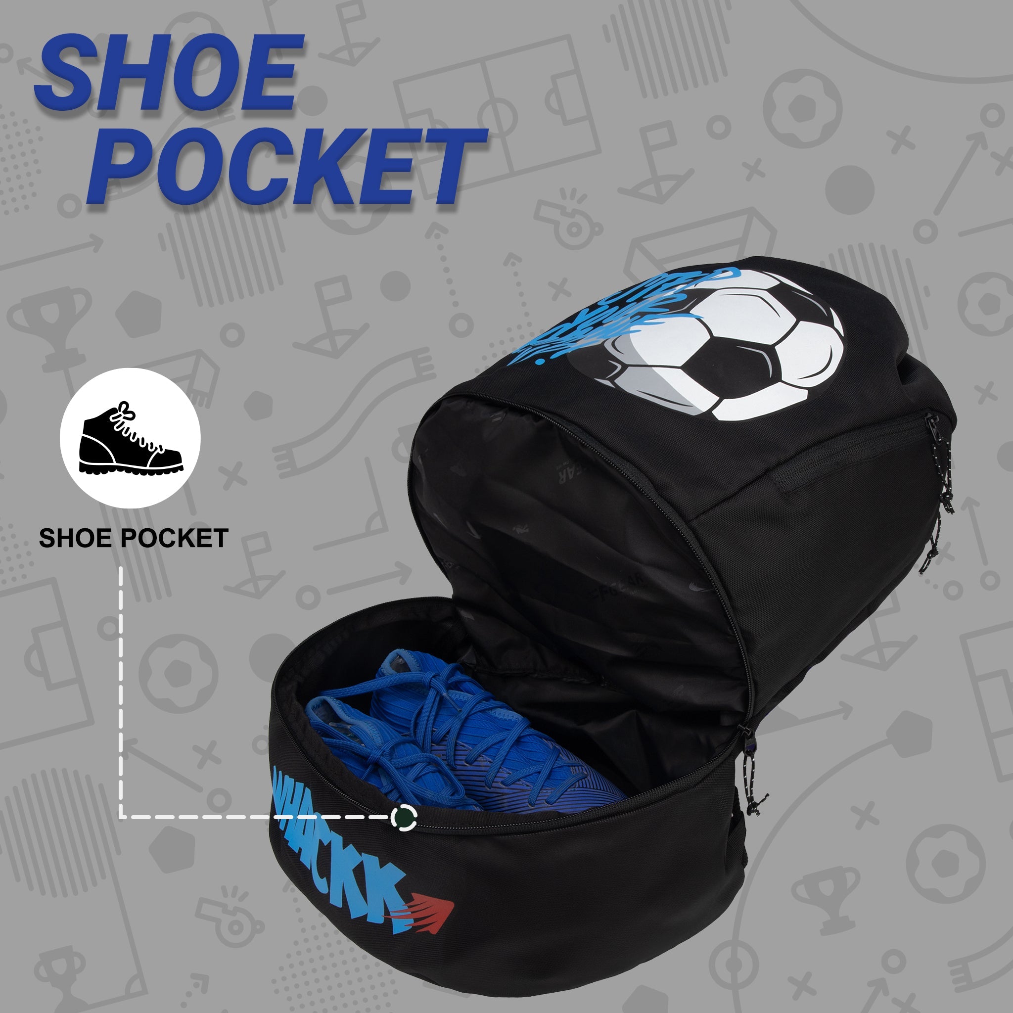 Blitz Black Soccer|Football Equipment Bags|Basketball Volleyball Throwball Drawstring Backpack Bags|Shoes Mobile Bottle Holder Pocket|Sports Men Boys Bag|Dori Backpack |Gym Bag|Kitbag Kit Bag