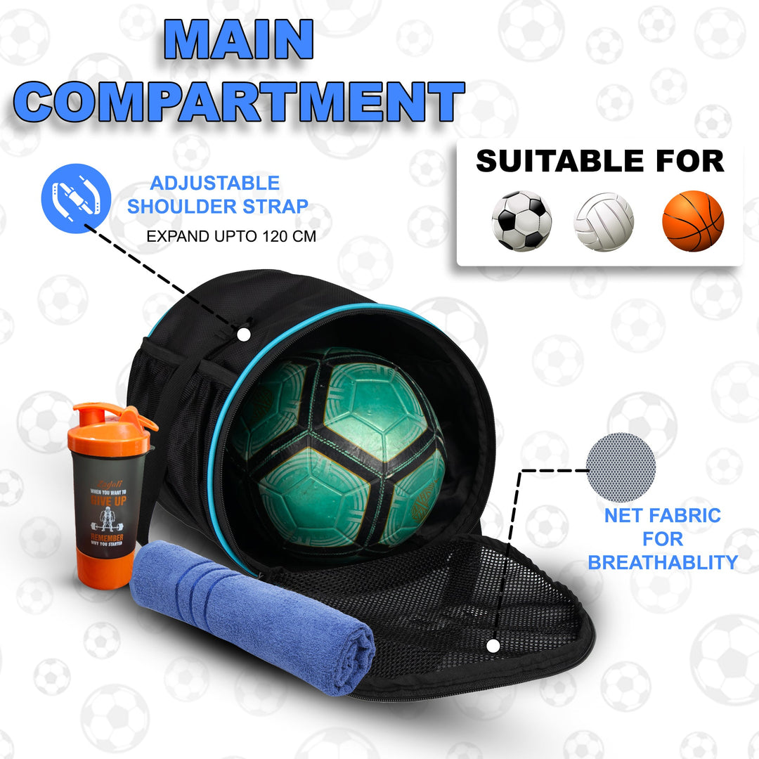 Kick Soccer Black Football Equipment Bags|Basketball Volleyball Bags |Adjustable Strap Backpack |Easy Access Pocket Mesh Bottle Holders | Ball Bag |Kitbag |Bag