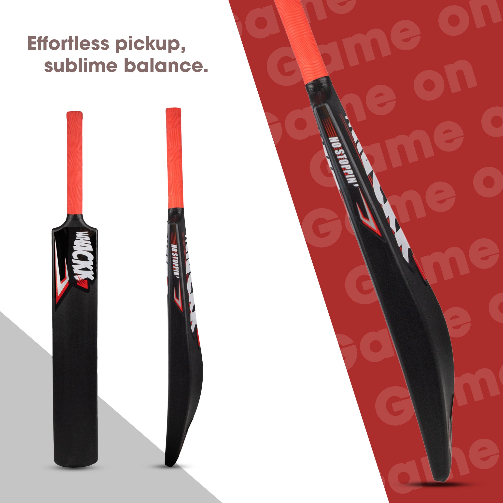 Whackk Cricket Bat Black Full Size Premium Hard Plastic Fiber Tennis Cricket Bats