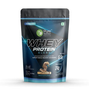 Whey Protein Blend for Muscle Recovery & Growth, 5.5g BCAA,  Cafe Mocha - 1Kg