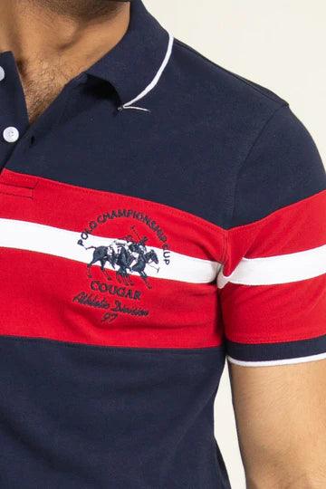 Navy Contrast Panel Polo - KIBI SPORTS