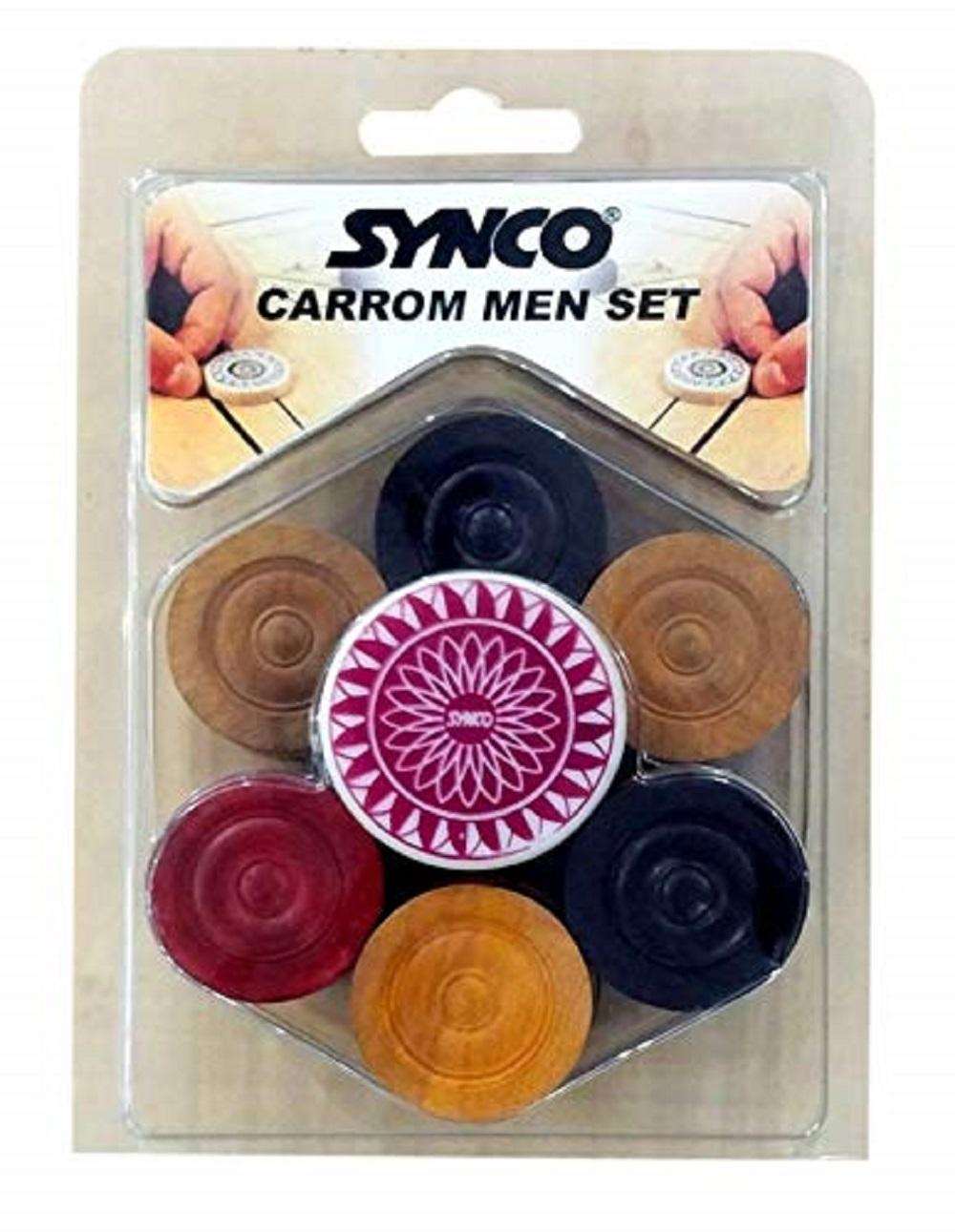 Synco Carrom Coins and Striker Blister Set (Pack of 2)