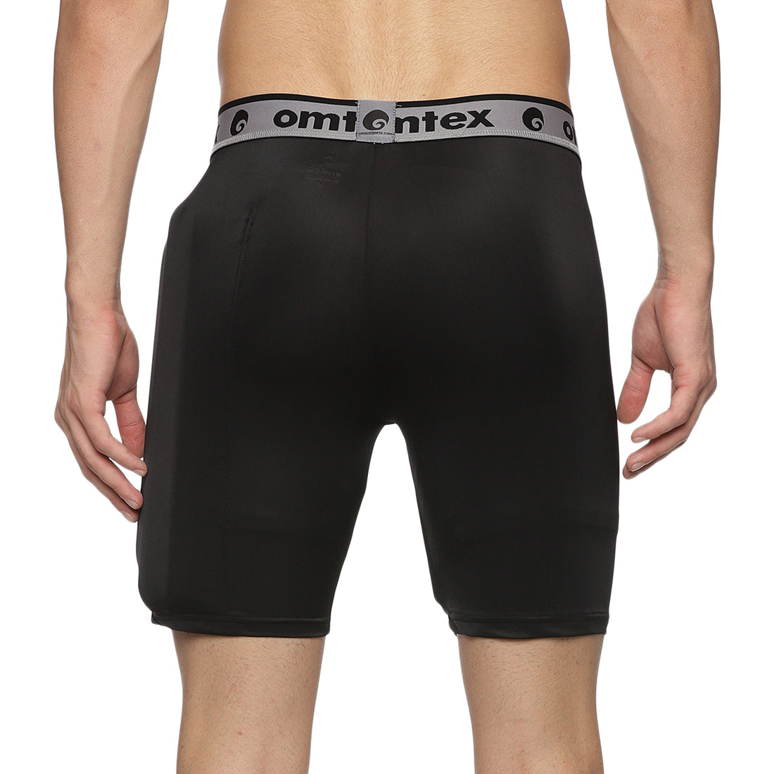 Omtex Compression Batting Shorts with Inner Pad - Right Handed - Black