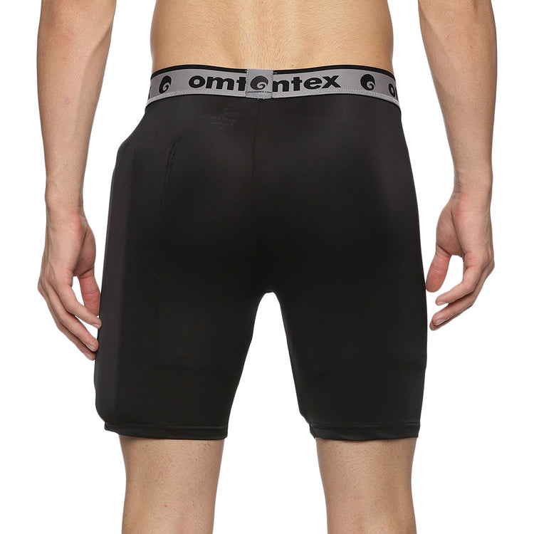 Omtex Compression Batting Shorts with Inner Pad - Right Handed - Black