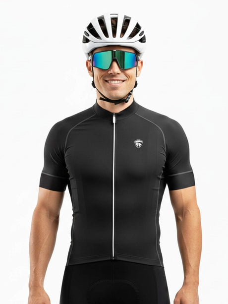 Men’s Polyester Plain Cycling Jersey Black | Triumph
