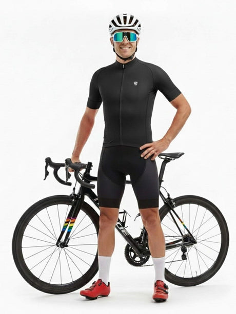 Men’s Polyester Plain Cycling Jersey Black | Triumph