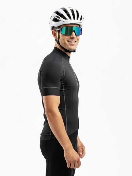 Men’s Polyester Plain Cycling Jersey Black | Triumph