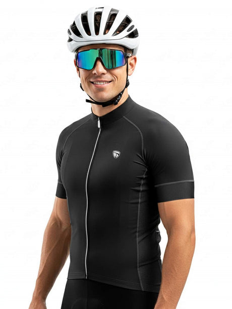 Men’s Polyester Plain Cycling Jersey Black | Triumph