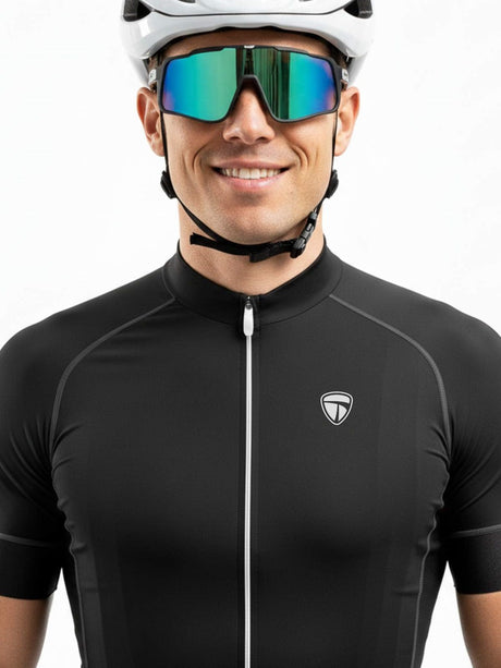 Men’s Polyester Plain Cycling Jersey Black | Triumph