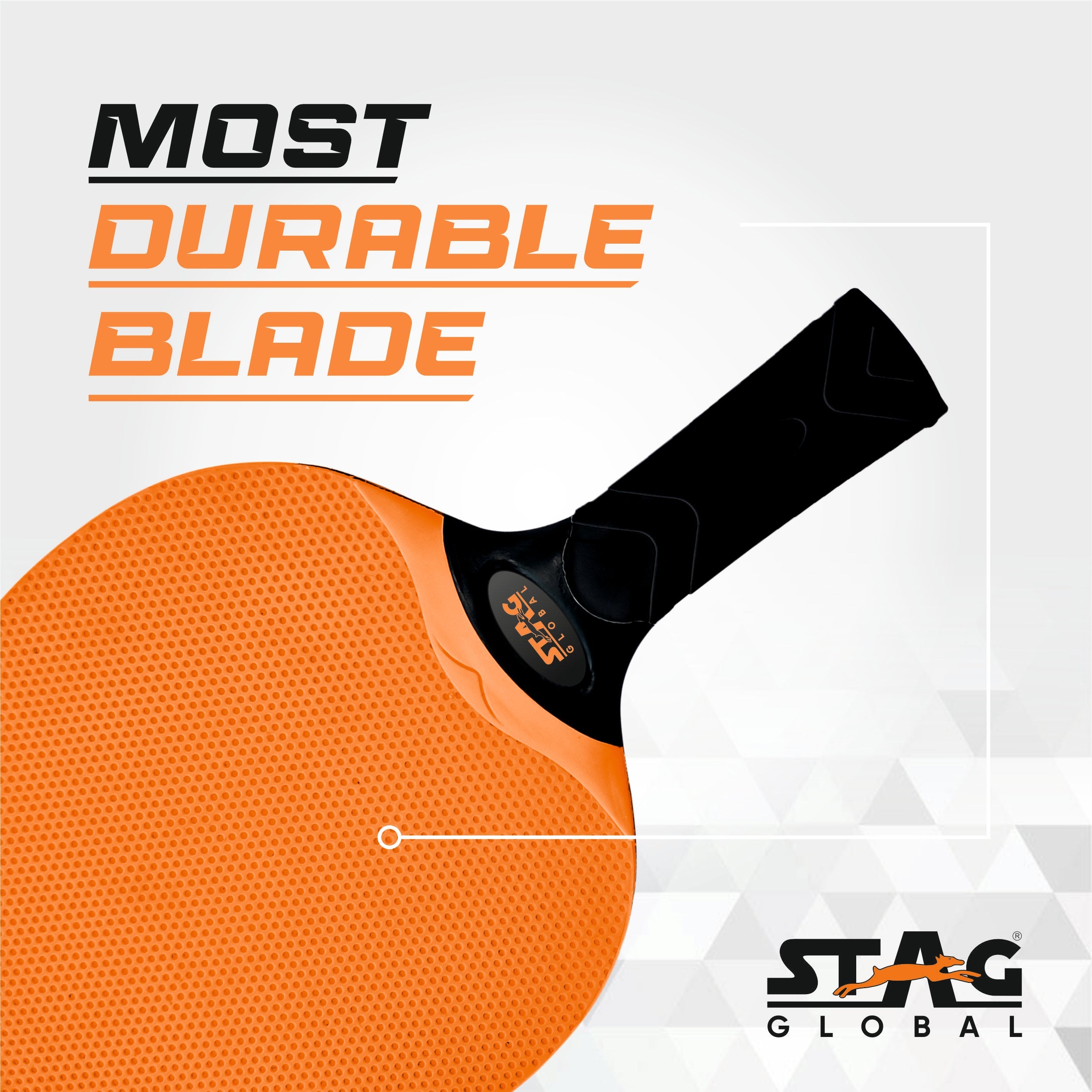 STAG GLOBAL Dura Blade Table Tennis Single Racket (Orange/Black) (Green/Black) (2025 Model)