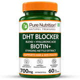 DHT Blocker with Biotin, Hyaluronic Acid & Stinging Nettle Extract | Hair & Scalp Support | 700 mg | 60 Veg Tablets - Nutrition by Pure Nutrition