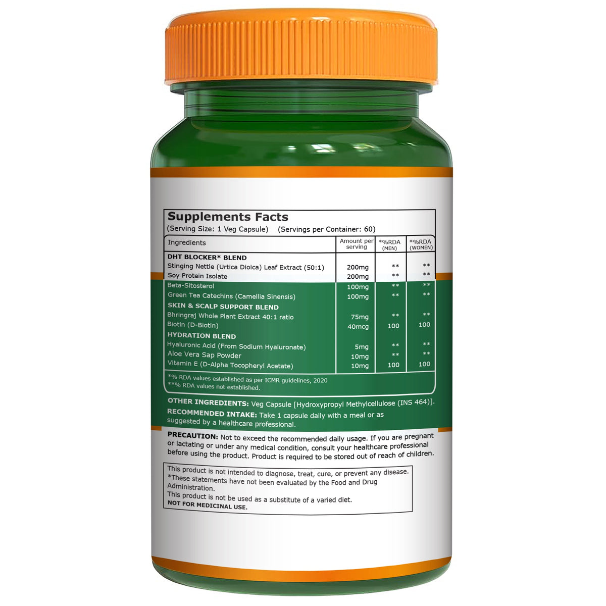 DHT Blocker with Biotin, Hyaluronic Acid & Stinging Nettle Extract | Hair & Scalp Support | 700 mg | 60 Veg Tablets
