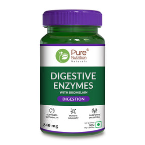 Digestive Enzymes with Bromelain 840mg | Multi Enzyme Blend Supplement | 90 Veg Tablets - Nutrition by Pure Nutrition