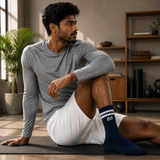 The Sock Street Sports Running Crew Socks-Indigo Stride Pack of 3