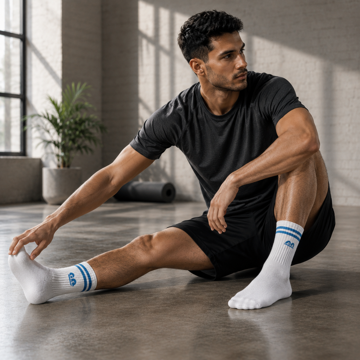 The Sock Street Sports Running Crew Socks-Campus White Pack of 3