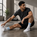 The Sock Street Sports Running Crew Socks-Campus White Pack of 3