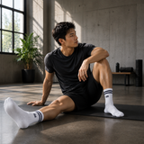 The Sock Street Sports Running Crew Socks-Campus White Pack of 3