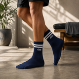 The Sock Street Sports Running Crew Socks-Indigo Stride Pack of 3
