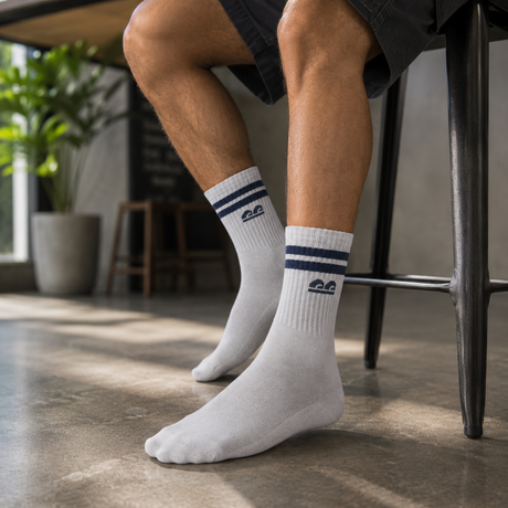 The Sock Street Sports Running Crew Socks-Campus White Pack of 3