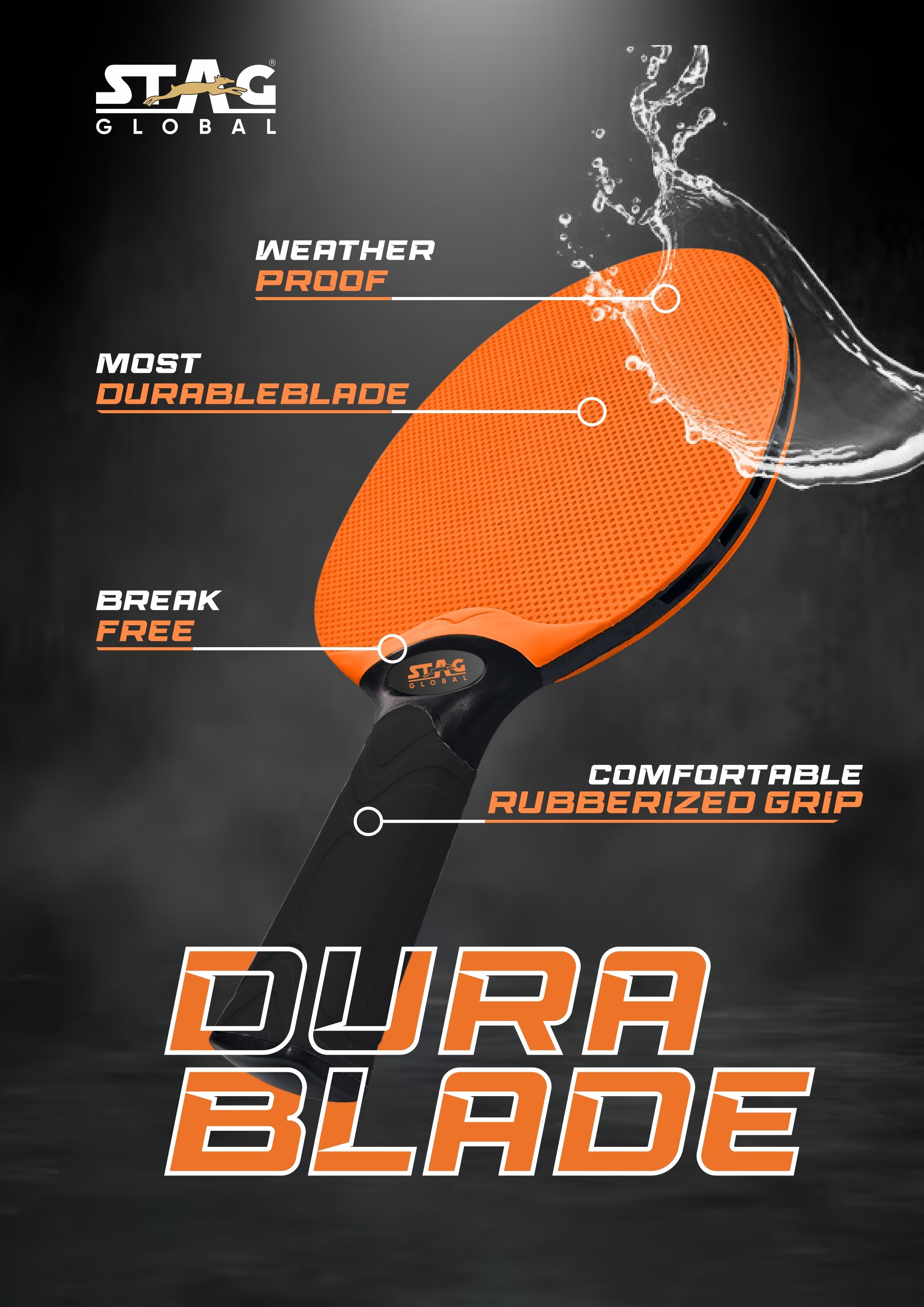 STAG GLOBAL Dura Blade Table Tennis Playset (2025 Model) (2 Racquets & 3 Balls)