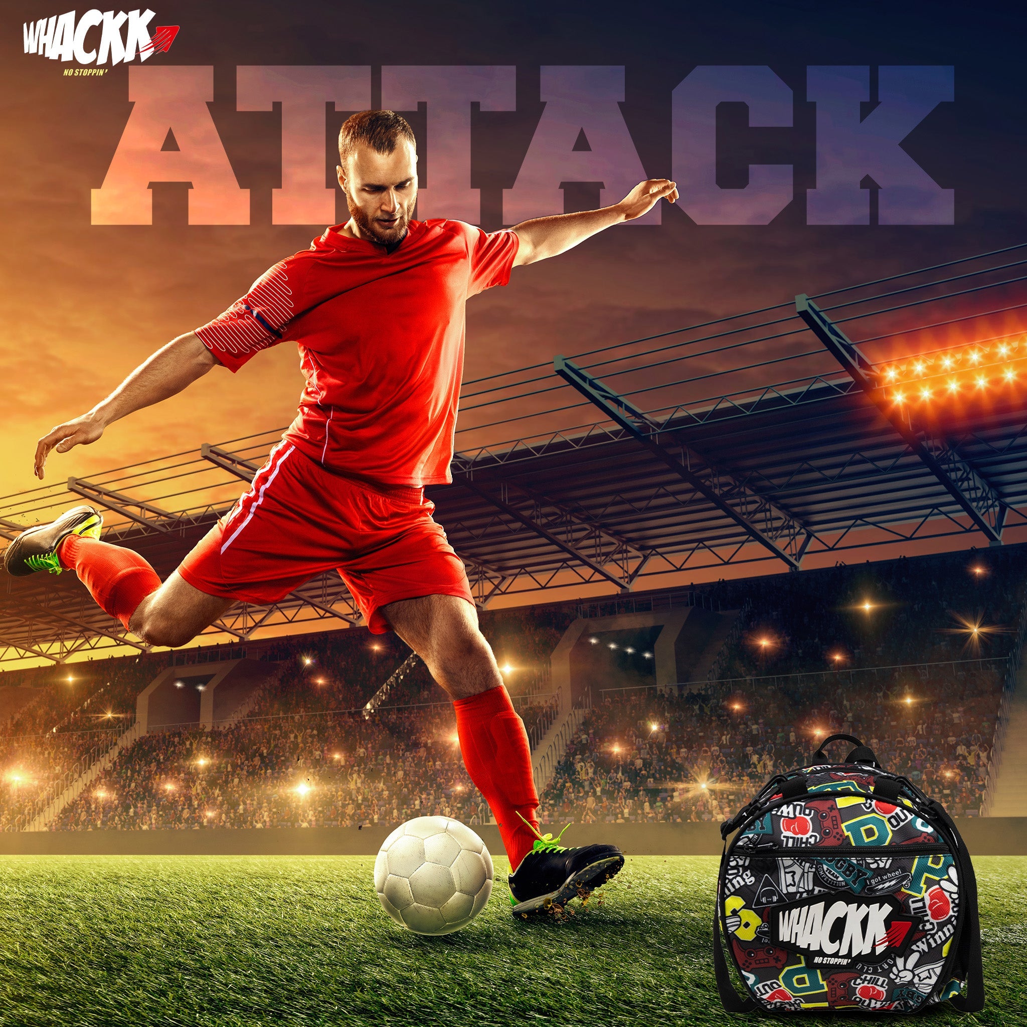 Attack Rugby Soccer 12L Football Equipment Bags| Basketball Volleyball Bags |Adjustable Strap Backpack |Easy Access Pocket Mesh Bottle Holders | Ball Bag |Kitbag |Bag