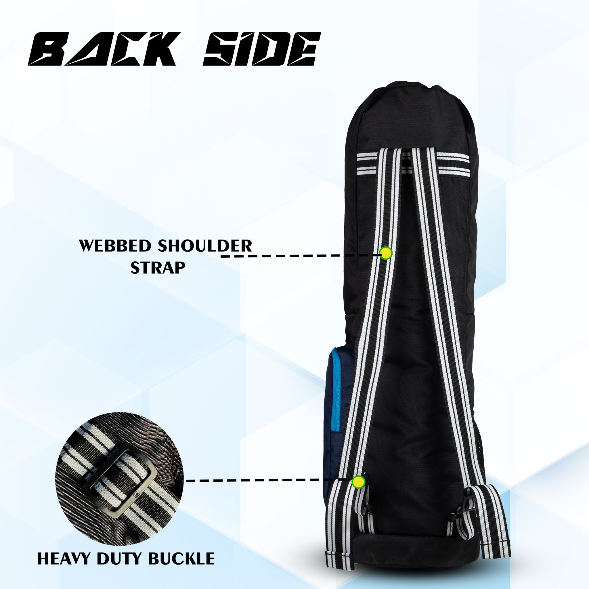 Mudra Black NVY 7L Meditation Yoga Aerobics Exercise Gym Mat Carrier Bag Mat Cover Bag 2 Easy Access Pockets Net Pocket 1 Bottle Holder Adjustable Shoulder Strap Drawstring Opening for Men Women