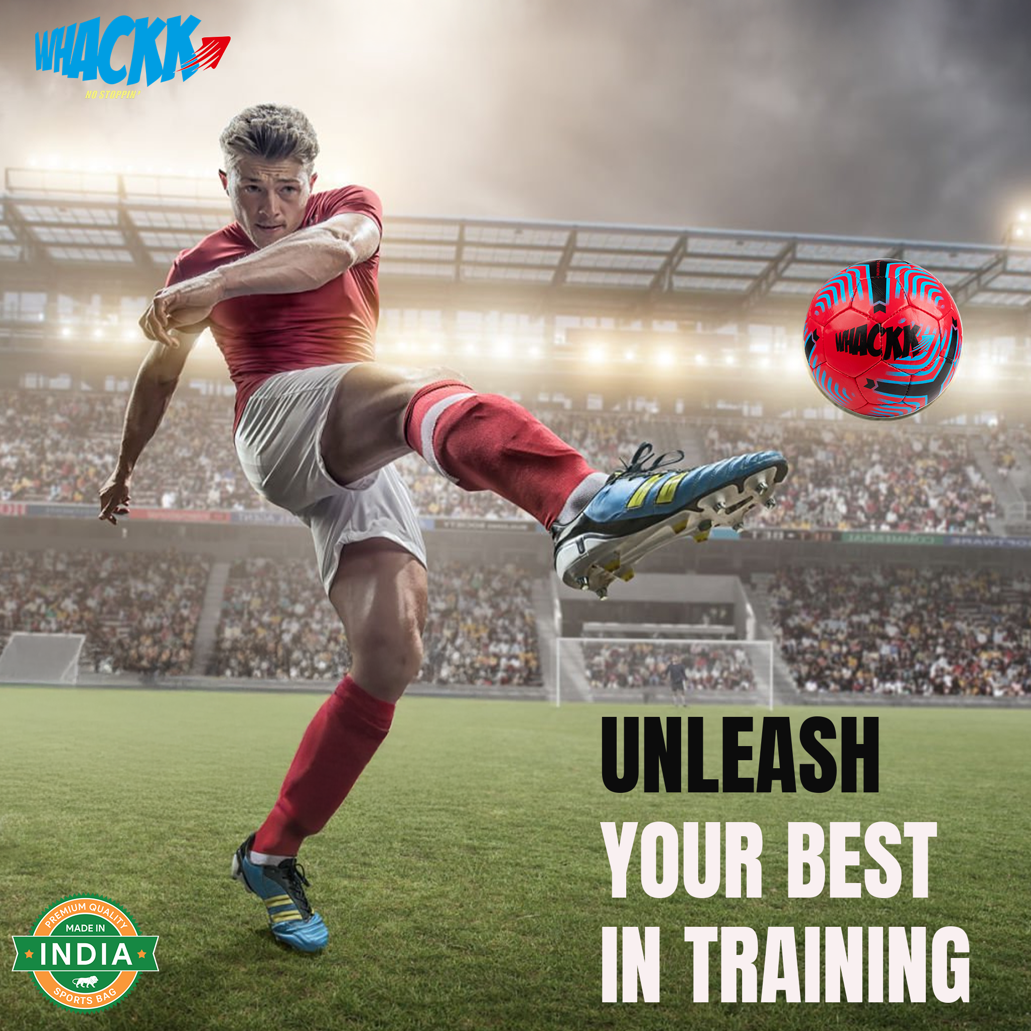 Football Red Size 5 Soccer ball Hand Stitched for Practice & Training Ball