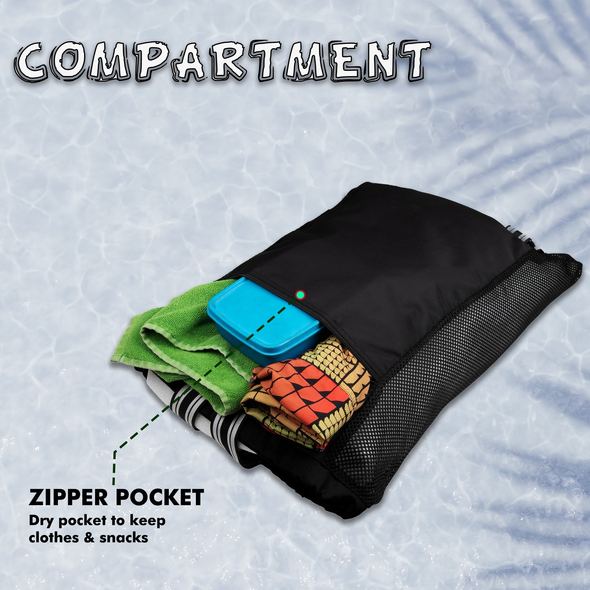 Freestyle Black 20L Unisex Swimming Equipment Bag | Water Sports | Wet Dry Compartments Bag | Beach | Drawstring Backpack|Pocket Cap & Goggles Mobile|Lightweight|Water Resistant | Men Women