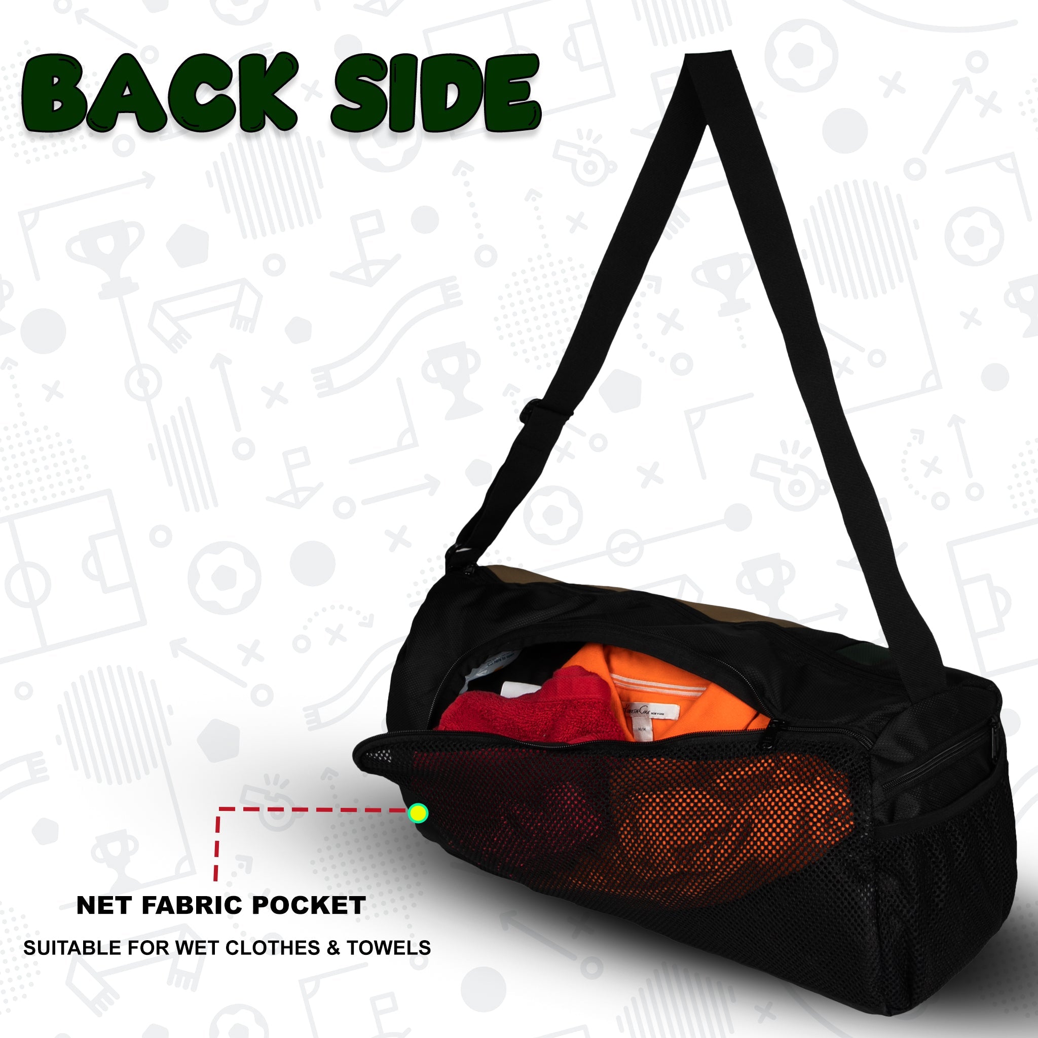 Armstrong Black Khaki 33L Gym Fitness Workout Training Sports Travel Duffle Bag Separate Shoe Pocket Dry Wet Pocket Multipurpose Carry Bag Adjustable Strap Lightweight Sports Kit Men Women