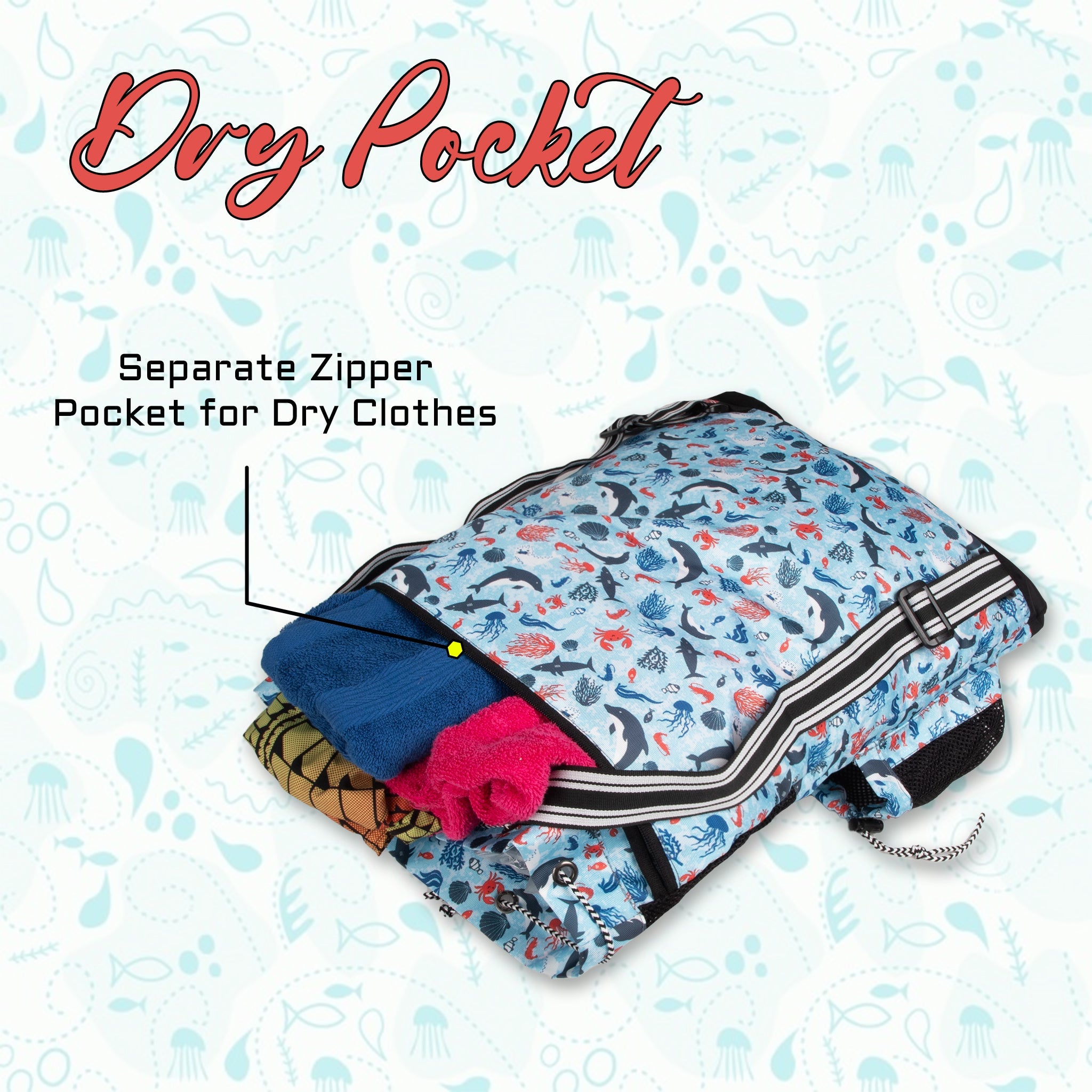 Aqua Arctic Unisex Swimming Bag |Water Sports |Dry Bags |Wet Pocket |Accessories |Beach Bag |Storage Swim Gym Gears |Drawstring Backpack |Netball Backpack | Pocket for Cap and Goggles