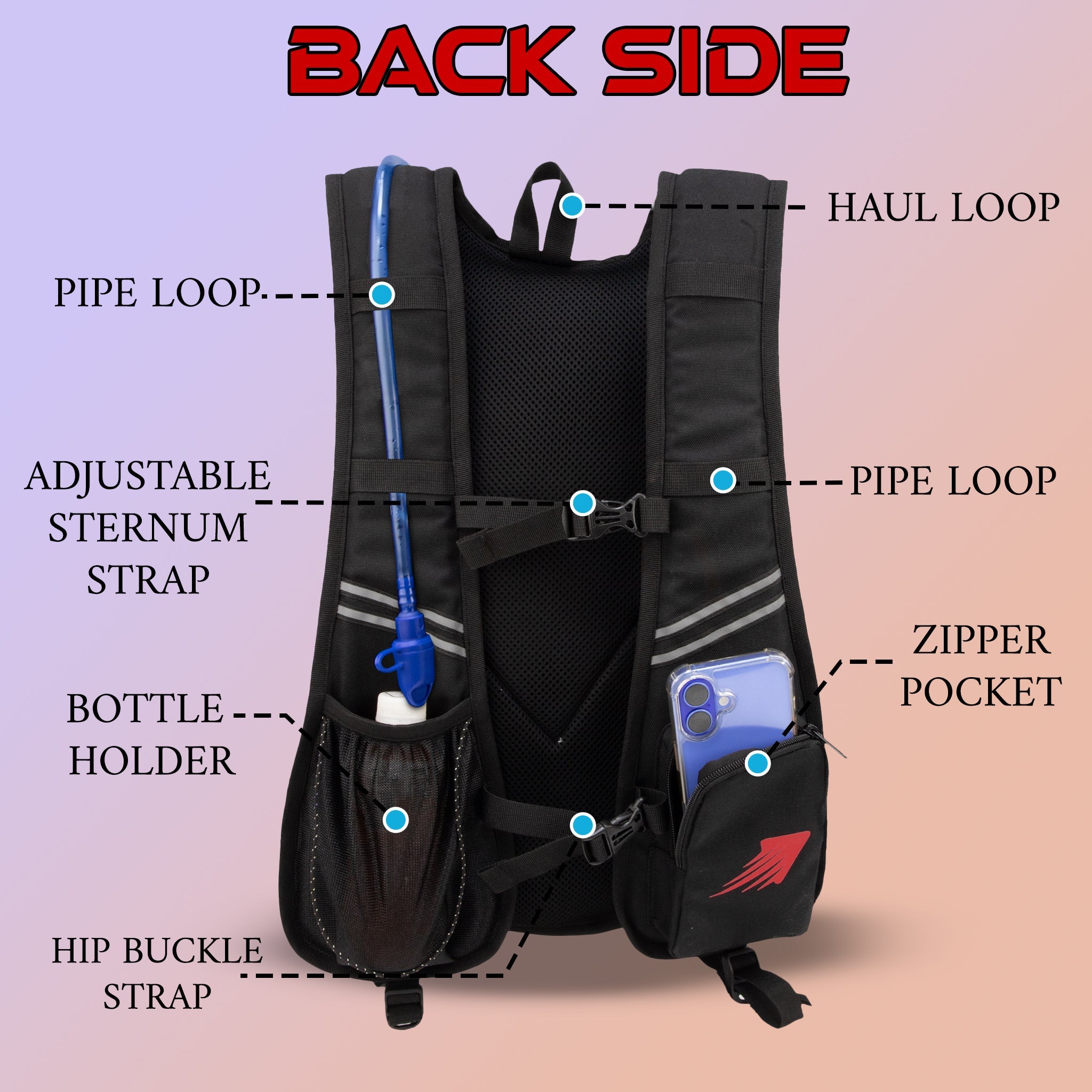 Marathon Red Running Bag |Unisex Camping & Hiking | Hydration Pouch Compartment Connecting Water ducts Pockets |Waist Packs| Motorcycle Trekking Outdoor