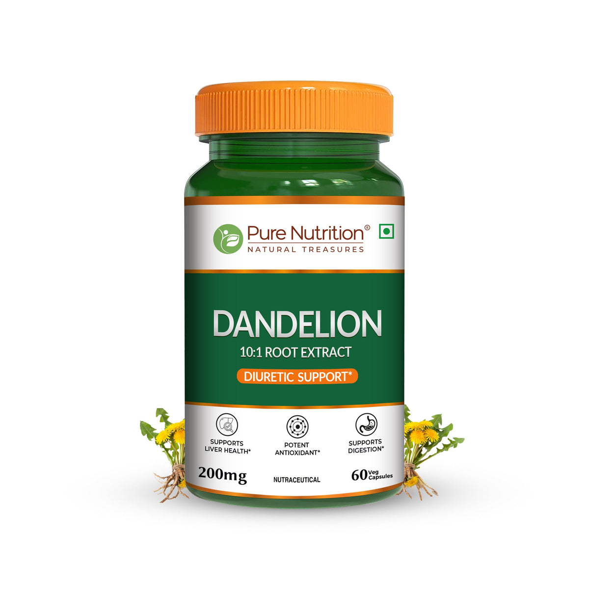 Dandelion Root Extract 200mg Liver, Digestion & Antioxidant Support | Veg Caps - Nutrition by Pure Nutrition