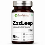 ZzzLeep Sleep Support Melatonin, L-Theanine & Tryptophan | Veg Tablets - Nutrition by Pure Nutrition