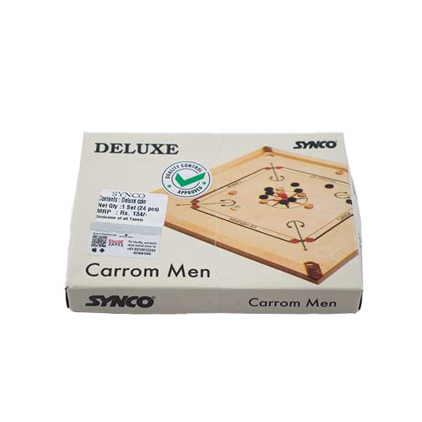 Synco Delux Carrom Coins Wooden 24 Coins (Pack of 2)