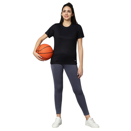 DOTTY Round Neck T-Shirt - Black | Omtex